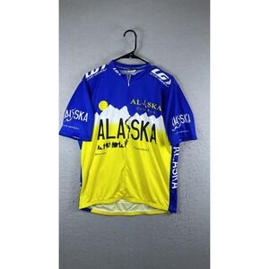 Louis Garneau Alaska Gold Rush Cycling Jersey Mens XL Blue 1/4 Zip Bike Shirt